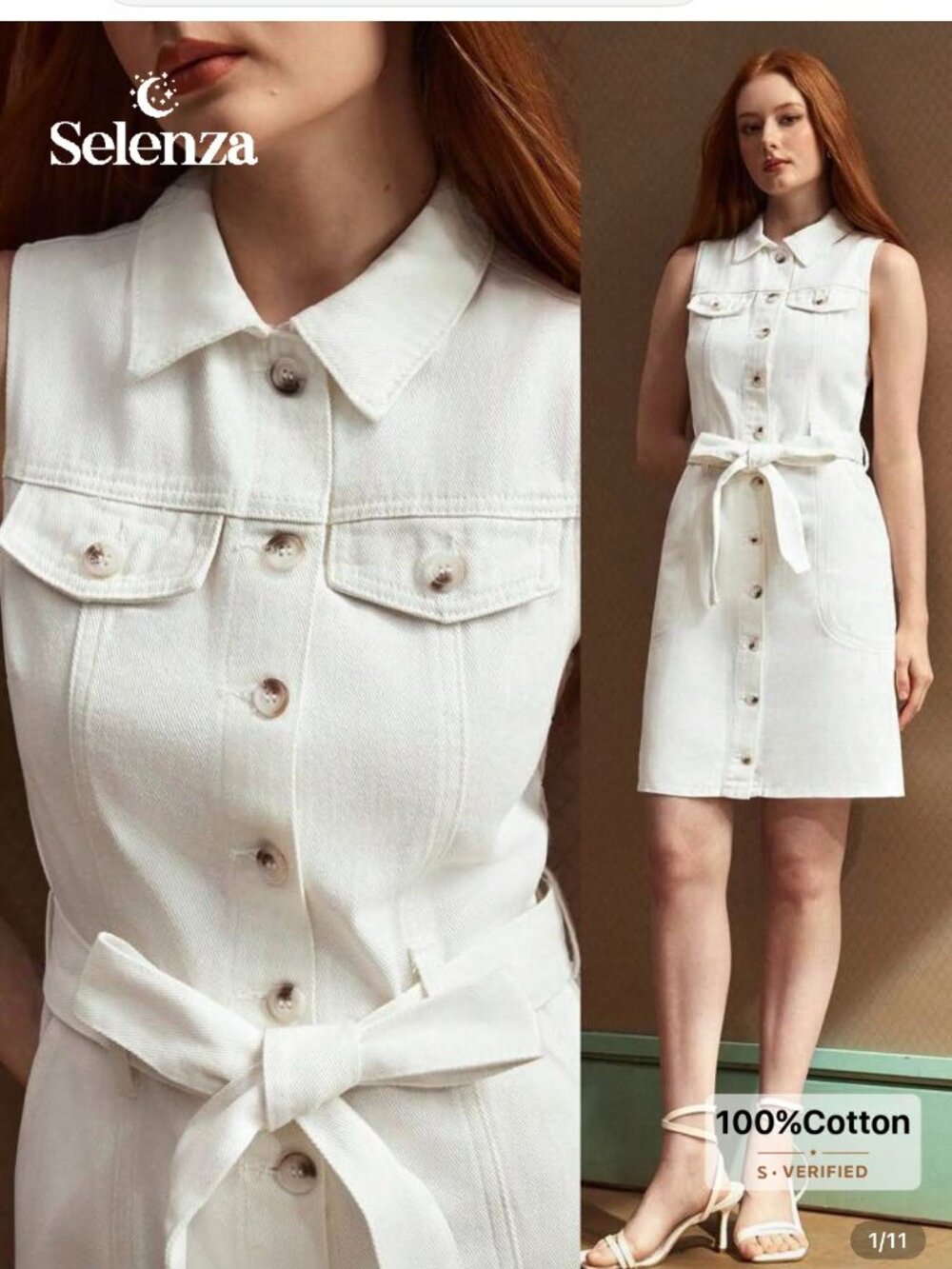 Selenza Flap Detail belted Denim Shirt Dress
